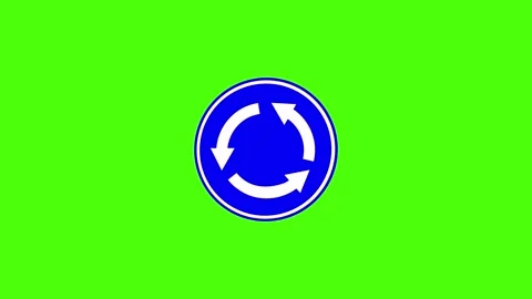 Close-up of a blue circular recycling symbol on a green background Video stock 341779648