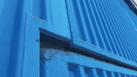 Close-Up of Blue Concrete Block Joint on Overbridge Stock Footage 319928591