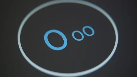 Close-up blue digital timer in white circle on black backdrop. 15 second Stock Footage 128438476