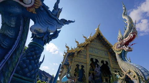 Close-up of blue dragon statue at Blue Temple in Chiangmai 動画素材 310797563