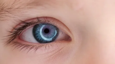 Close up of Blue Eye of Kid Blinking Stock Footage 125398243