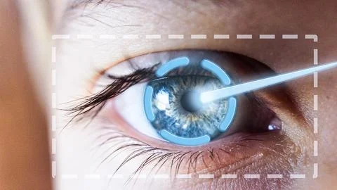 Close Up Blue Eye Laser Surgery Stock Photos