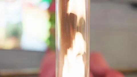 Close-up of Blue Flames Burning on a Professional Gas Stove in a Cafe Kitchen Stock Footage 324953051