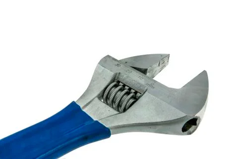 Close up blue handle wrench isolate Stock Photos