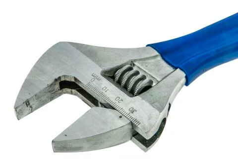 Close up blue handle wrench isolate Stock Photos