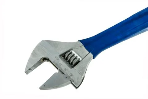 Close up blue handle wrench Stock Photos