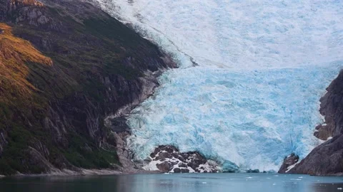 Close Up Blue Ice Glacier South America Cruise Ship Climate Change Stock Footage 277920210