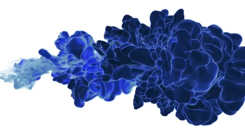Close-up blue ink being poured into water in slow motion with alpha mask. Use it Stock Footage 73662296