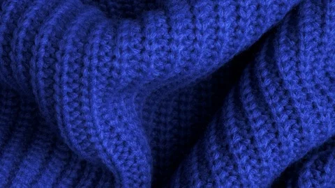 Close up blue knitted wool texture, abstract background Stock Footage 125288436