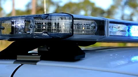 Close up of blue LED Lightbar Stock Footage 8969984