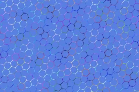 Close-up of blue molecular structure with hexagon shapes Illustrazione stock