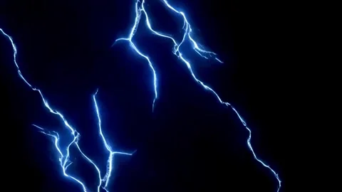 Close Up Blue Plasma Lightning Branches on Dark Background Intense Electrical Stock Footage 335980885