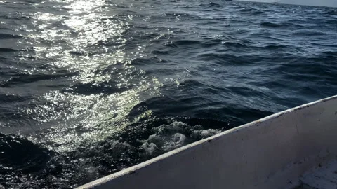 Close up of a blue sea wave view from boat Stock Footage 276163873