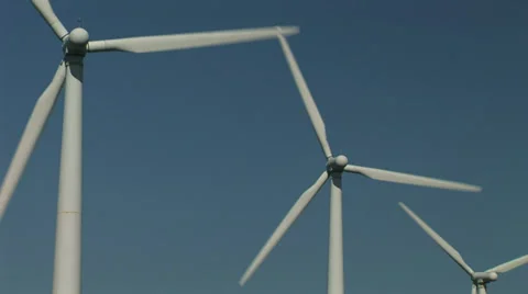 Close up blue sky and wind turbines Video stock 29495681