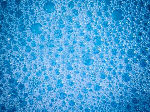 Close Up Blue Soap Bubbles Stock Photos