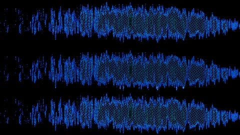 Close up of a blue sound waves on a black background Stock Footage 296485451