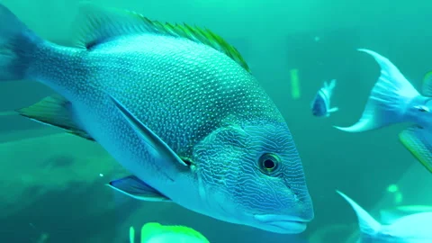 Close-up of a blue-spotted seaperch displaying vibrant blue markings Stock Footage 336314765
