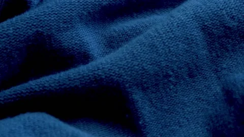 Close-Up Of Blue Wool Knit Material. Abstract Background of Blue Wool Fabric. Te Video stock 137736825