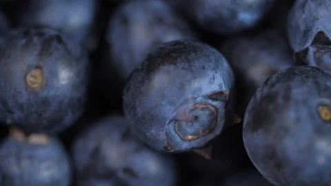 Close up of blueberries spinning 02 Stock Footage 110887792