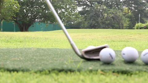 Close-up blur focus of basic golfer learning putter Video stock 49172947