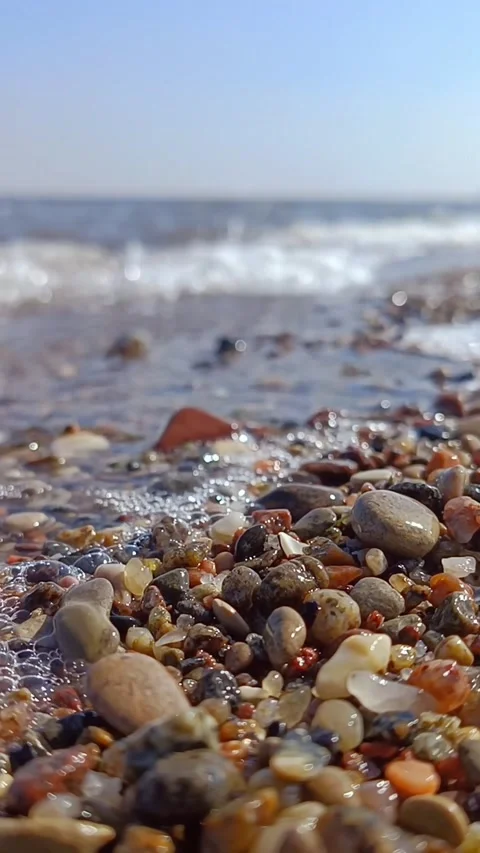 Close-up with blurred ocean waves in background Stock Footage 315240776