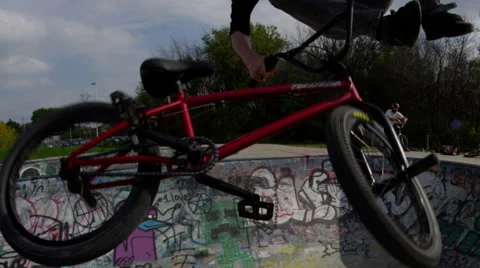 Close up of BMX tail whip slow motion Stock Footage 43098277