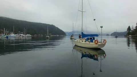 Close up of boat in cove 4K Stock Footage 99698137