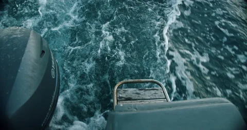 Close up of boat engine bubbling up the sea water Stock Footage 161184241