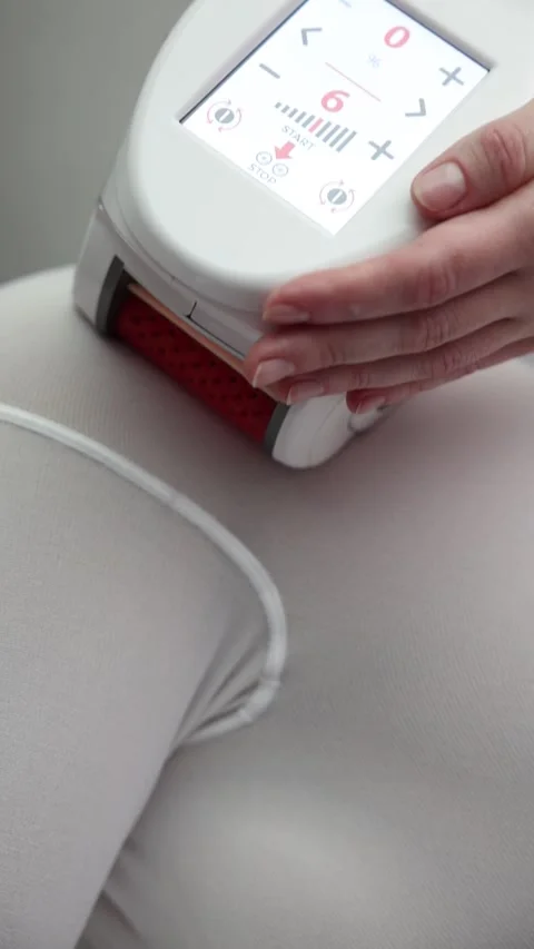 Close Up of Body Contouring Device During Cellulite Treatment Stock Footage 340422948