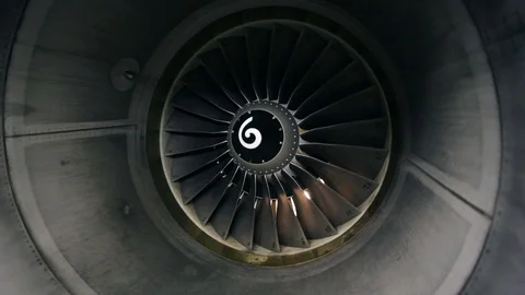 Close-up of Boeing 737 engine turbine Stock Footage 102617513