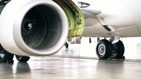 Close-up of Boeing 737 engine turbine Stock Footage 102617633