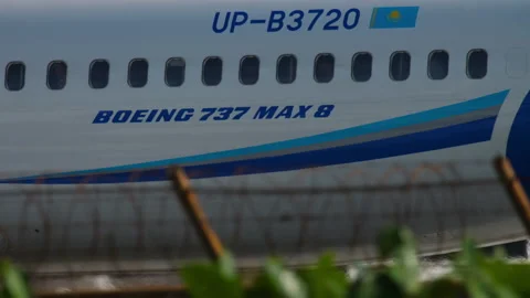Close-up of Boeing 737 MAX 8 taxis Stock Footage 147740371