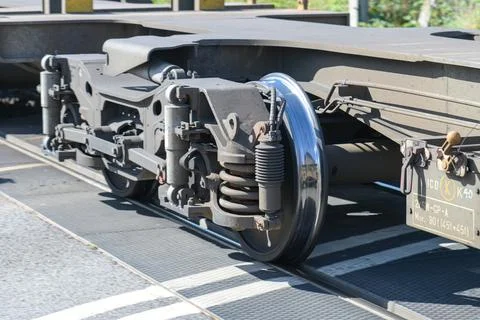 Close-Up Bogie Wheel &amp; Coil Spring Suspension Stock Photos