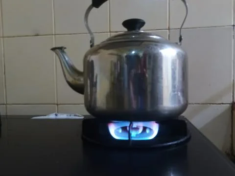 Close-up of a boiling kettle Stock Photos