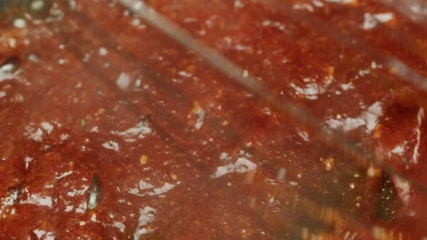 Close up of boiling sugar with bubbles turns into caramel, caramelization, chef Stock Footage 247142706
