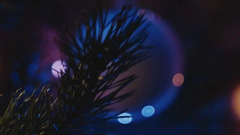 Close-up bokeh of Christmas tree decorations. Video stock 260869851