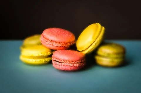 Close Up of Bold Colored Macarons Stock Photos