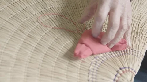 Close-Up of Bon Odori Hat Being Handcrafted in Ugo Town, Akita, Japan Stock Footage 340318158