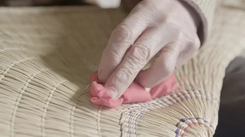 Close Up of Bon Odori Hat Being Handcrafted in Ugo Town, Akita Prefecture, Japan Stock Footage 340318916