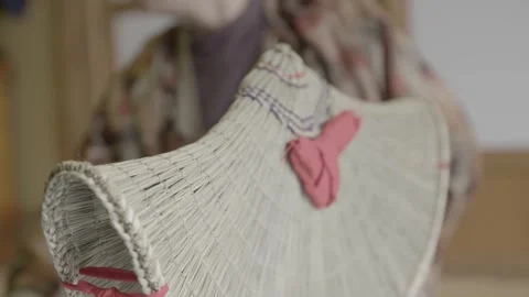 Close Up of Bon Odori Hat Handcrafted in Ugo Town, Akita Prefecture, Japan Stock Footage 340315948