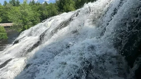 Close up of Bond Falls in Bruce Crossing  Michigan UP Stock Footage 157834607
