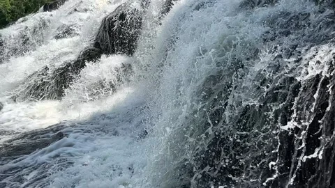 Close up of Bond Falls in Bruce Crossing  Michigan UP Stock Footage 157834821