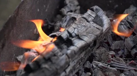 Close-up bonfire burning slow motion 240 fps Stock Footage 47695780
