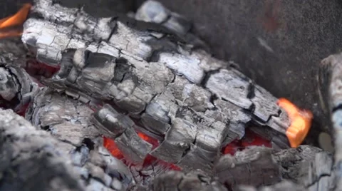 Close-up bonfire burning slow motion 240 fps camera movement Stock Footage 47695784