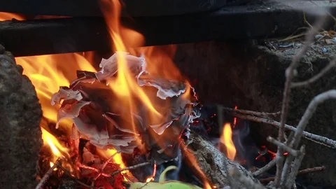 Close up bonfire flames of camping fire. Stock Footage 108917149