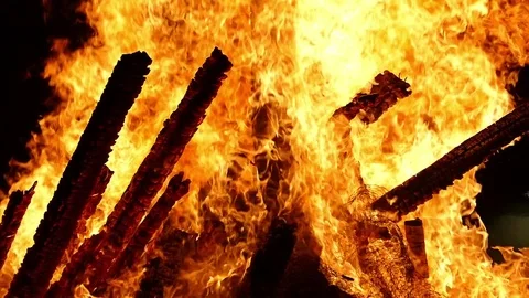 Close-up of a bonfire. Stock Footage 77953321