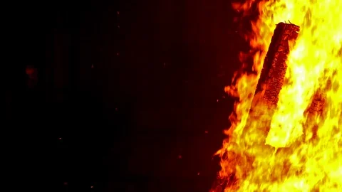 Close-up of a bonfire. Video stock 77953888