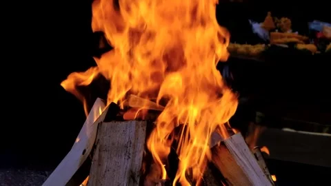 Close Up Of The Bonfire Stock Footage 266781067
