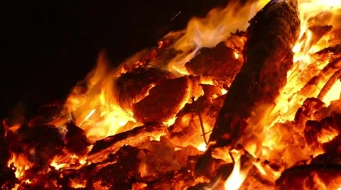Close-up of bonfire. Slow Motion Stock Footage 64843647