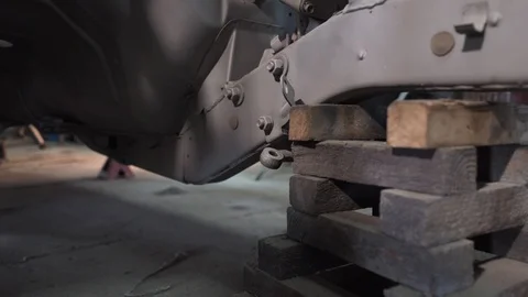 Close-up bonnet space in the garage Stock Footage 129285471